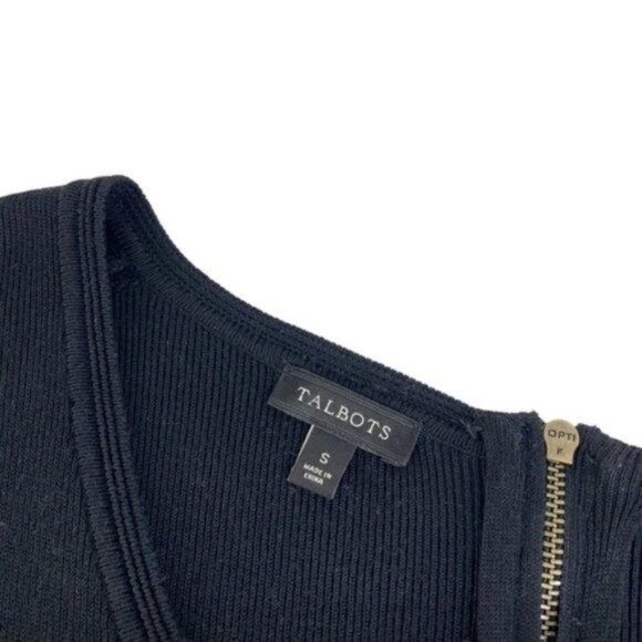 Talbots Black Drop Waist Midi Dress with Pleated Skirt - Picture 3 of 6